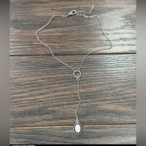 15" Oval White Turquoise Y-Necklace